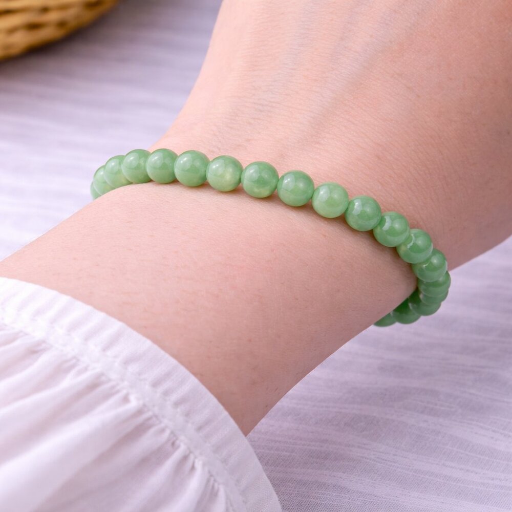 Burmese Jade Gemstone Bracelet 8MM Beads Stretch Crystal Jewelry - Picture 3 of 10